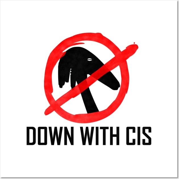 DOWN WITH CIS (Black) Wall Art by Tridaak